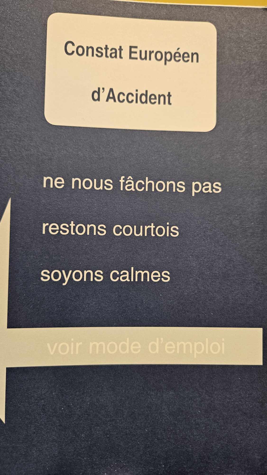Photo constat européen d'accident